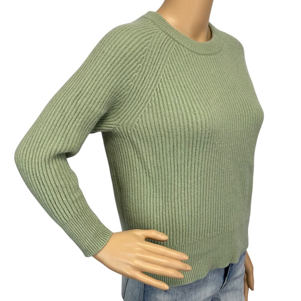 J. Crew Ribbed Pure Cashmere Oversized Crewneck Sweater Green BB402 Size XS - Picture 3 of 12
